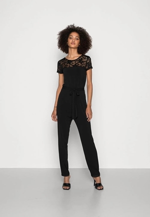 Costumes ANNA FIELD Anna Field Occasion Lace Short Sleeves Belted Jumpsuit Noir Femme | JRE-0987303